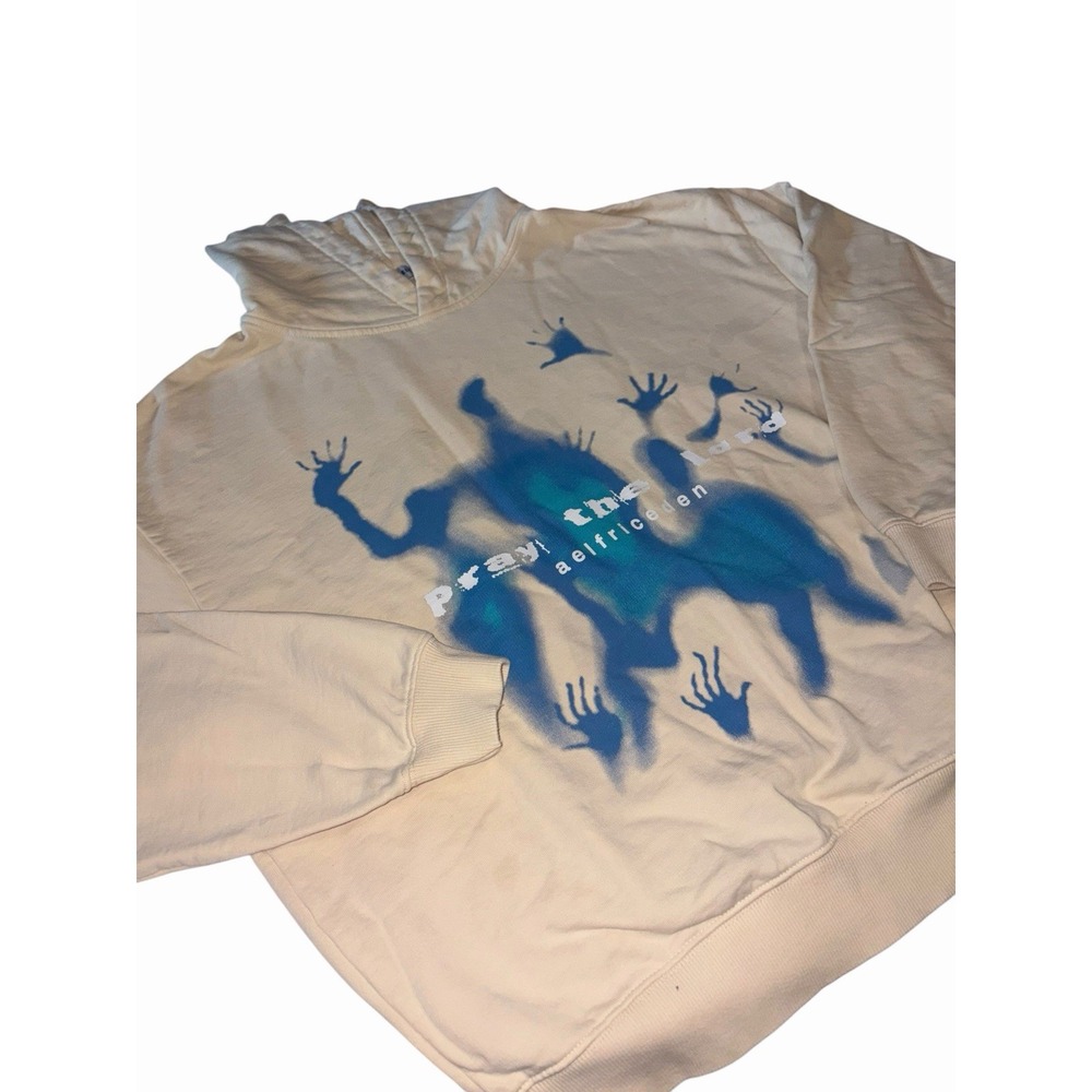 Aelfric Eden Graphic Hoodie Pray the Lord Blue Shadow Print Oversized Size S